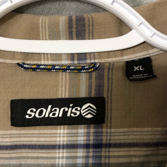 Solaris Men Brown Plaid Shirt Size XL Button Up Short Sleeve Summer Casual - Picture 2 of 12